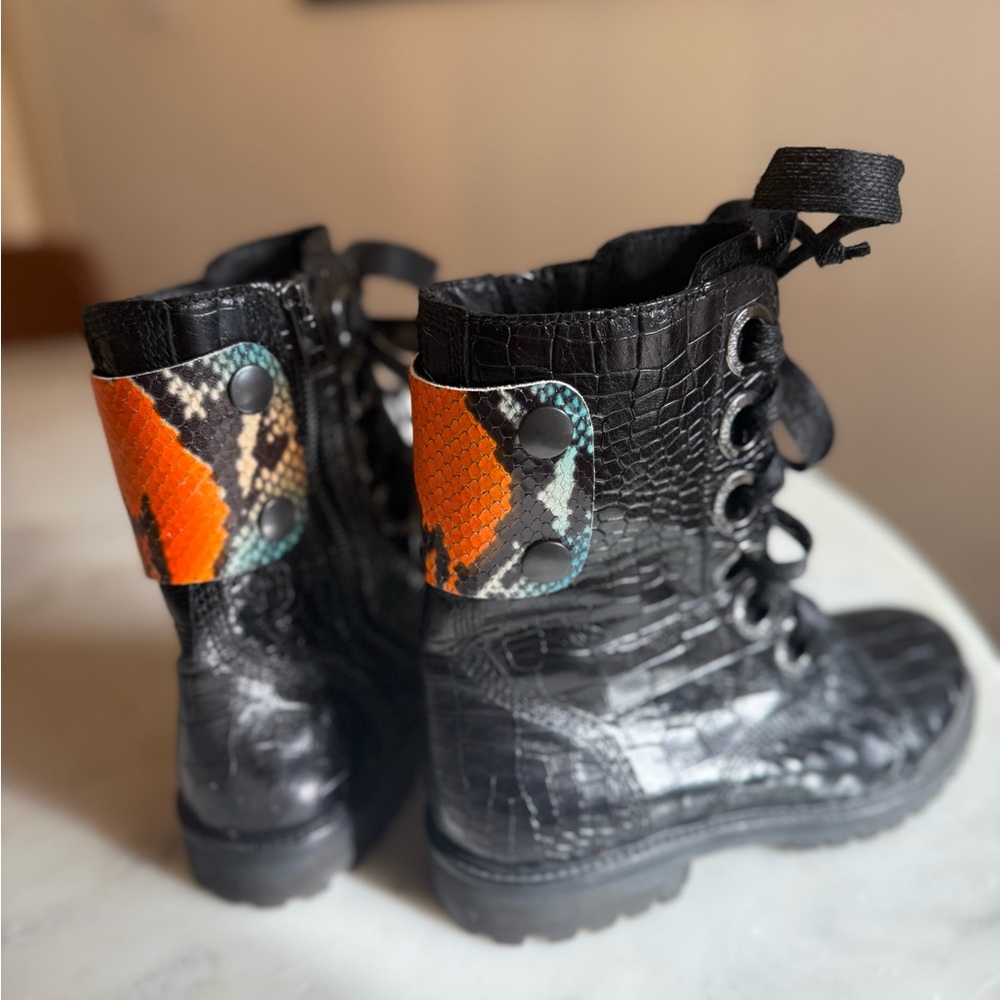 Zadig & Voltaire Black and Orange Ankle Boots